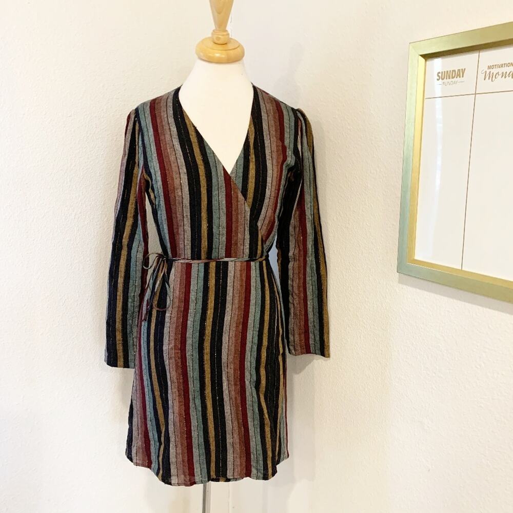 Rails Lola Metallic Lurex Wrap Dress Varadero Stripe Small - Picture 1 of 6